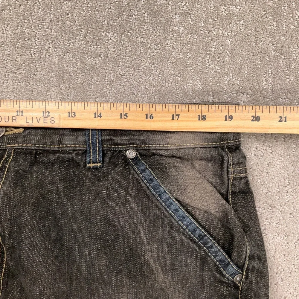 Koman Jeans Mens 40x32 Black Fade Wide Leg Relaxed Straight True Fit